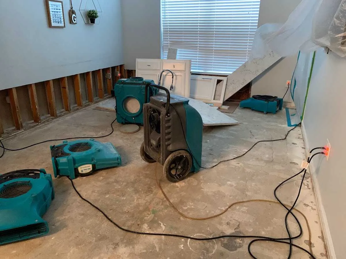 Dehumidifier in flood-cut room for Water Extraction & Removal in Ardmore